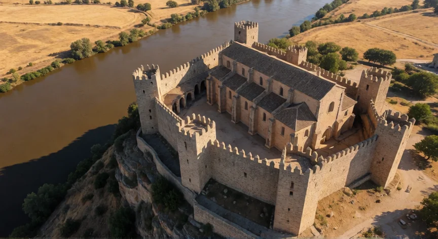 que hicieron los templarios en españa, Castillo de Alcántara sobre el río Tajo, antigua sede templaria en Extremadura