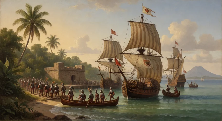 que hicieron los welser en venezuela, Flota mercenaria alemana llegando a la costa venezolana en 1529