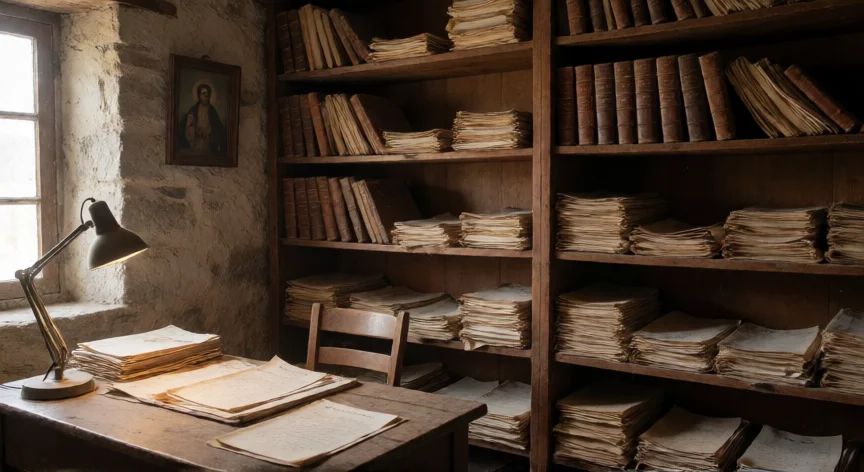 que hicieron los yunes en veracruz, Interior de un archivo municipal mexicano con documentos históricos antiguos