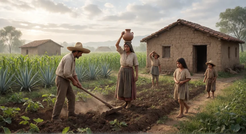 que hicieron los zapatistas durante la revolución, Campesinos morelenses trabajando la tierra recuperada durante el movimiento zapatista