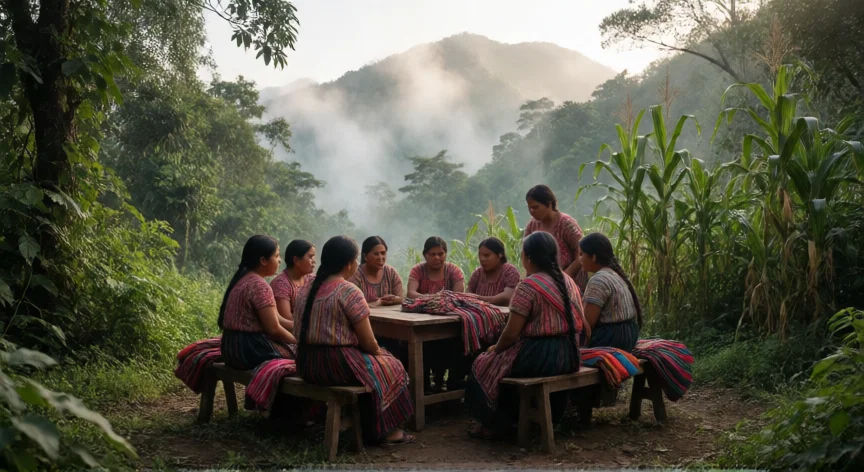 que hicieron los zapatistas en la revolución mexicana, Mujeres indígenas en un poblado de Chiapas, contexto del movimiento zapatista contemporáneo (EZLN) en la sierra
