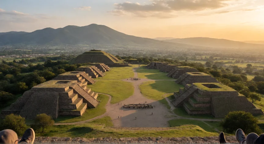 que hicieron los zapotecas, Vista de la Plaza Principal de Monte Albán, capital de la civilización zapoteca en Oaxaca