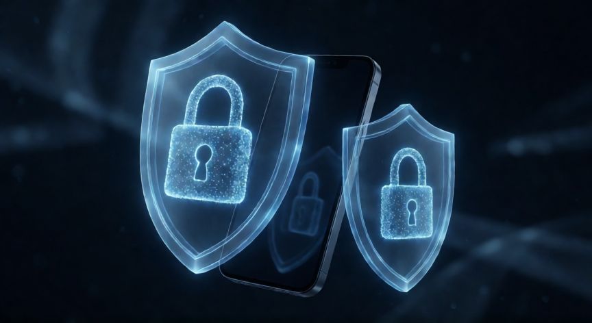 que incluye android 16, Concepto visual de seguridad y privacidad avanzada en dispositivos móviles Android