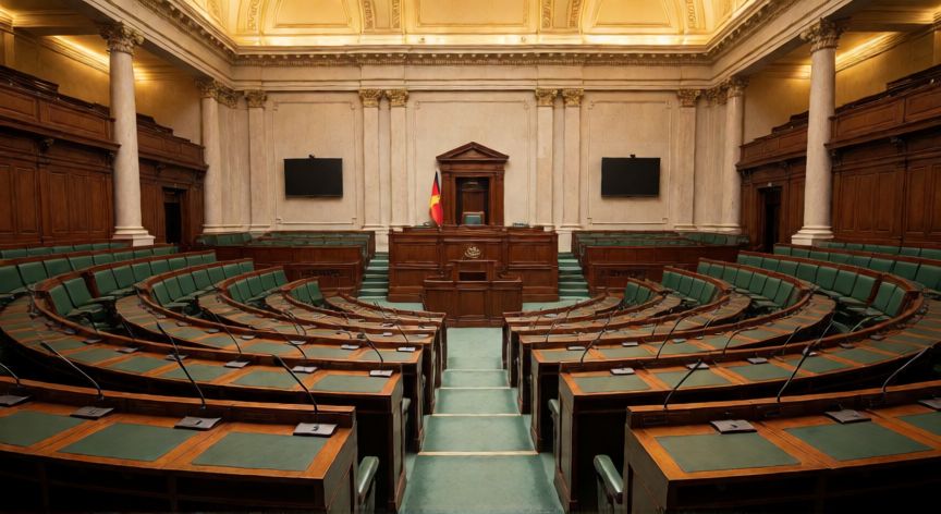 qué institución formula la política económica y el presupuesto público, Hemiciclo del Congreso de los Diputados preparado para la deliberación y aprobación del presupuesto