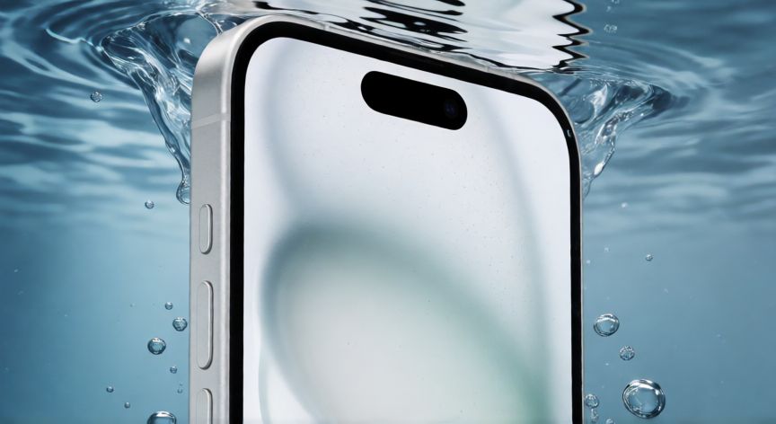 que iphone aguanta el agua, iPhone sumergido en agua clara mostrando su resistencia