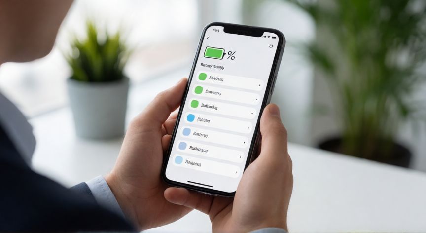 que iphone barato comprar en 2026, Persona revisando la salud de la batería de su teléfono inteligente
