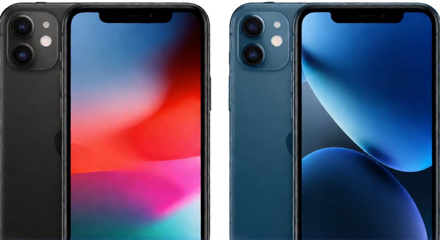 qué iphone comprar en 2025, Comparativa visual entre modelos de iPhone en fondos limpios