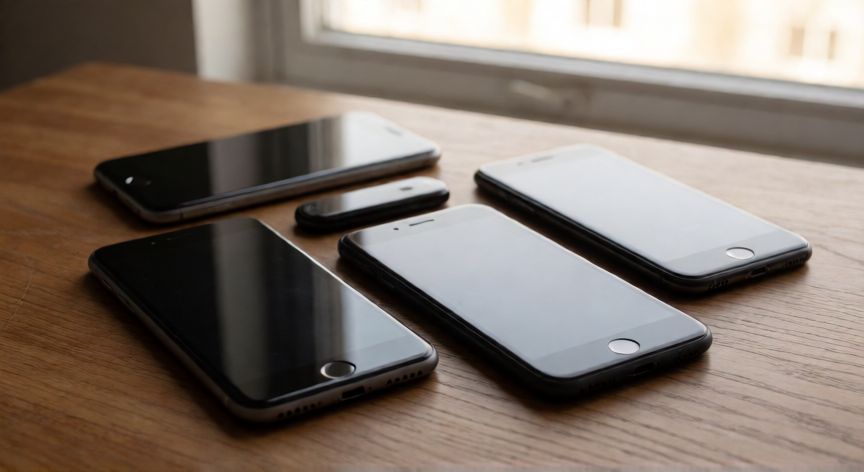 que iphone deja de actualizarse en 2027, Iphone 7 y 8 viejos sobre una mesa de madera