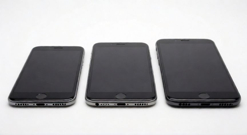que iphone dura mas la bateria, Comparación de tamaños de diferentes modelos de teléfonos inteligentes
