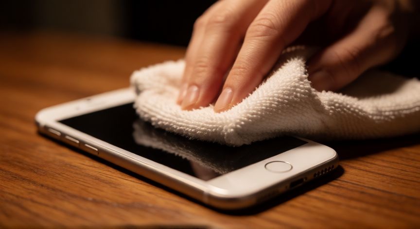 que iphone es acuatico, Secando un iPhone con un paño de microfibra tras el contacto con agua