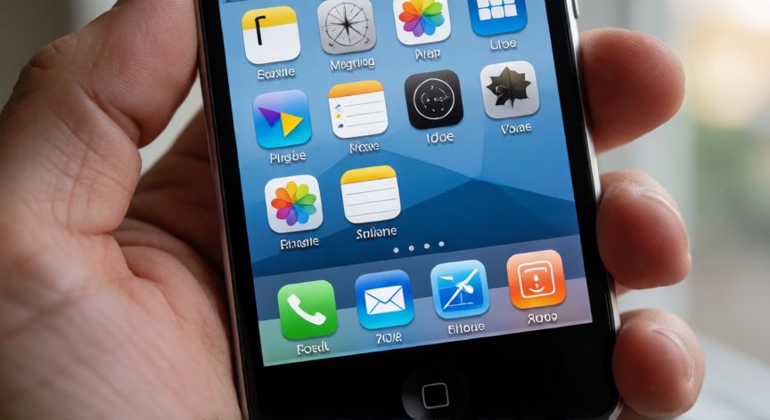 que iphone fue el primero, Mano sosteniendo un iPhone original mostrando la pantalla tactil