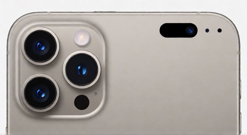 que iphone graba con las dos camaras, Vista trasera de un iPhone 15 Pro mostrando sus cámaras
