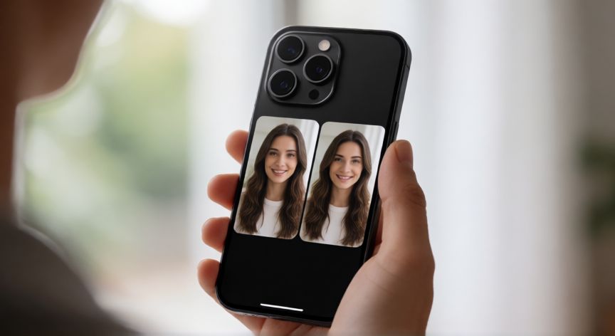 iPhone con interfaz de grabación dividida en pantalla