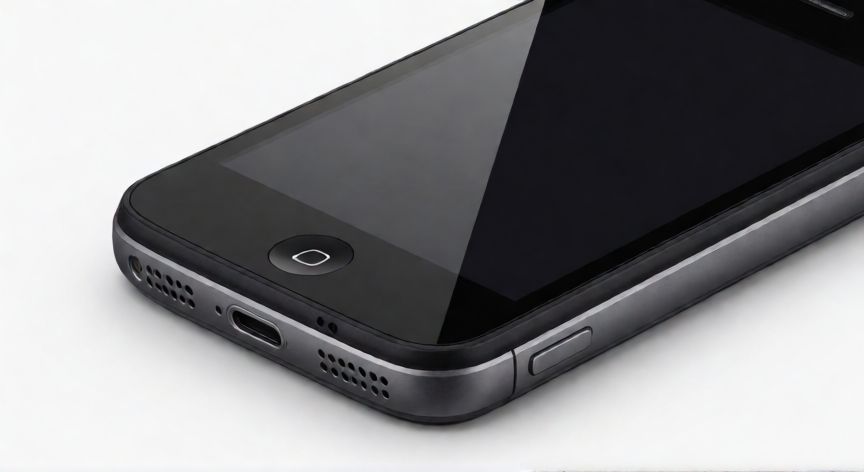 iPhone 3GS negro sobre fondo blanco