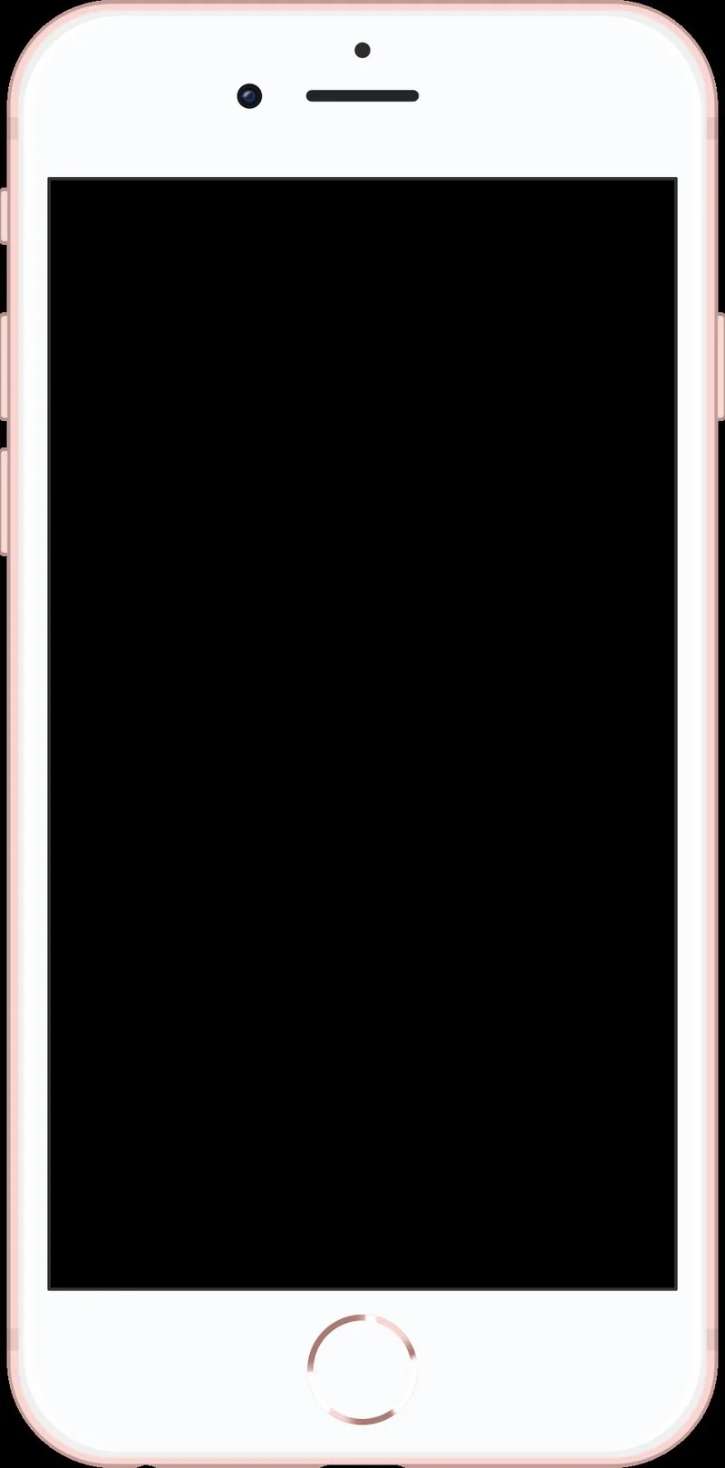 que iphone habia en 2015, Ilustración vectorial del iPhone 6s Plus rosa con Touch ID y pantalla negra