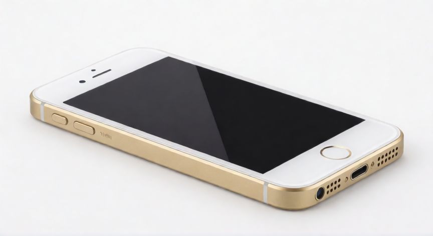 iPhone SE dorado mostrando su diseño compacto y pantalla de 4 pulgadas
