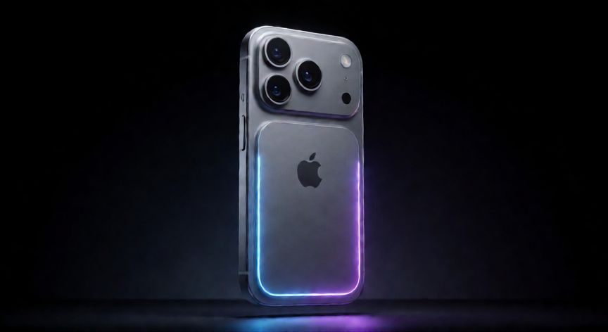 que iphone hay mini, Concepto futurista de un iPhone Mini con diseño compacto y moderno
