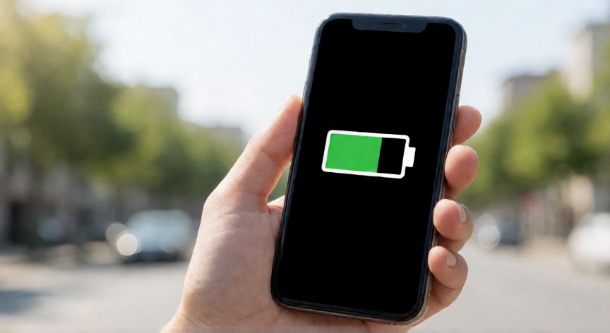 que iphone le dura mas la bateria, Persona usando un iPhone revisando el porcentaje de batería