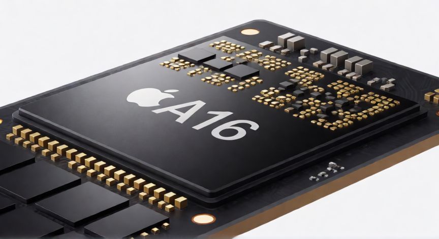 Chip de proceso A16 Bonic de Apple en una placa base