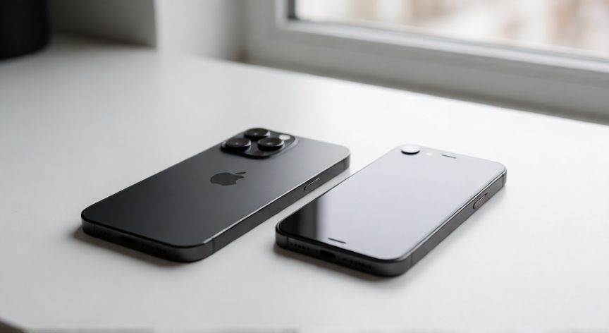 que iphone lleva el chip a16, iPhone 14 y iPhone SE de tercera generación sobre una mesa