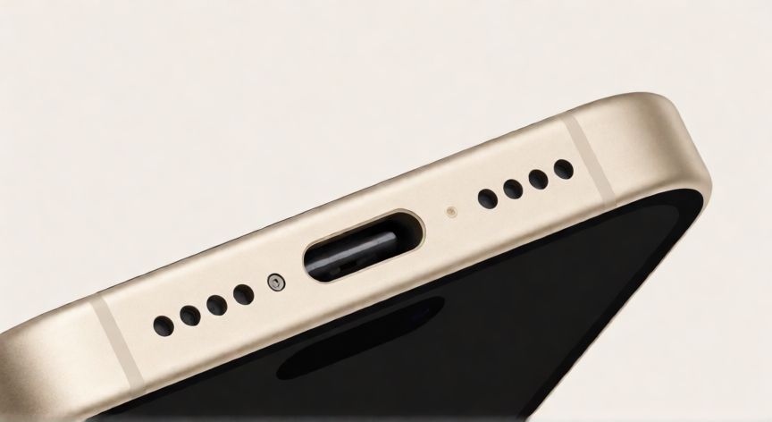 Puerto USB-C del iPhone 15 Pro cargando