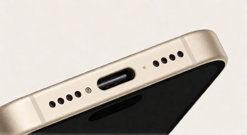 Puerto USB-C del iPhone 15 Pro cargando