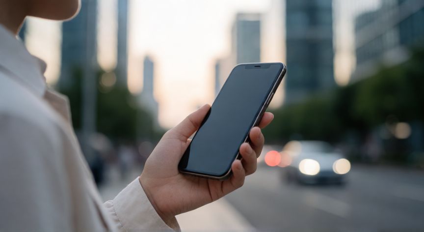 que iphone me compro, Persona usando un iPhone en una ciudad moderna durante la noche