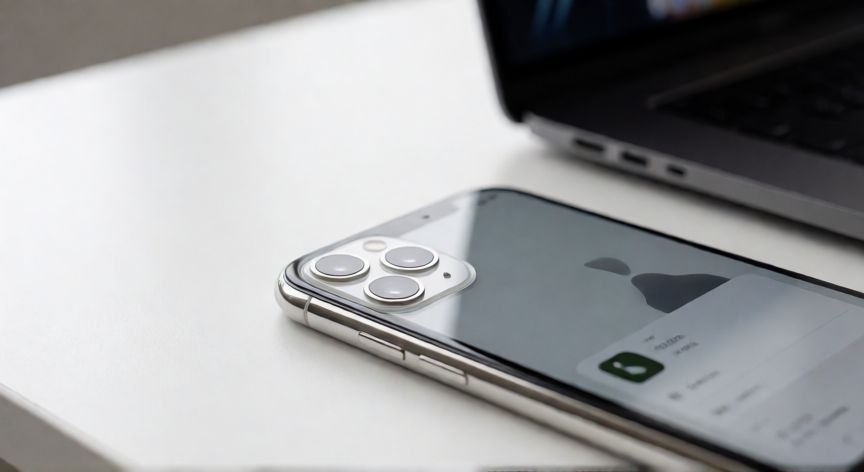 que iphone no se actualiza en 2027, iPhone 11 sobre un escritorio de oficina moderna