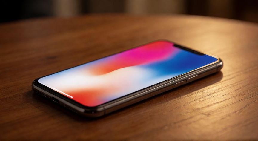 que iphone no se actualiza en 2027, Vista lateral de un iPhone X sobre una mesa de madera