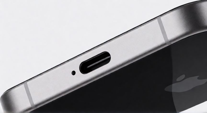 que iphone ocupa tipo c, Vista cercana del puerto USB-C en la parte inferior de un iPhone moderno