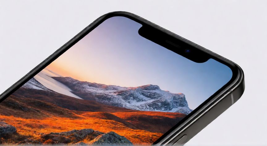 que iphone pro es mejor, Pantalla de iPhone Pro mostrando una fotografia paisajistica vibrante