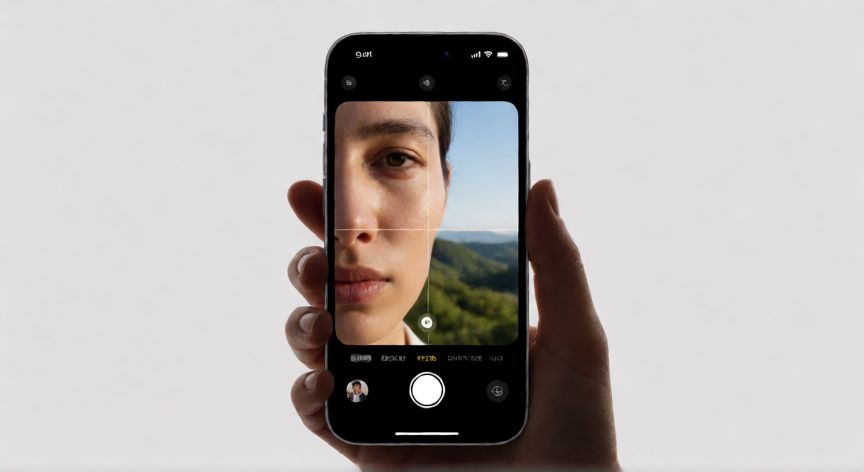 que iphone puede grabar con las dos camaras, Pantalla de iPhone mostrando la interfaz de grabación con doble cámara