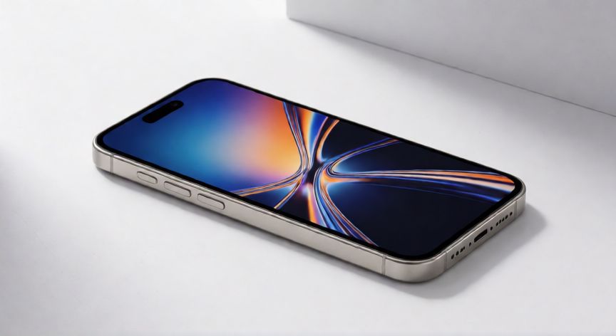 que iphone salio en 2022, iPhone 14 Plus sobre una superficie blanca con iluminación de estudio