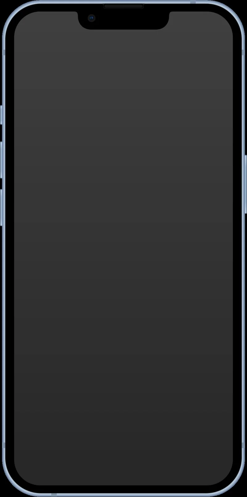 que iphone salio en 2022, Ilustración vectorial del iPhone 14 estándar con notch y chasis de aluminio azul