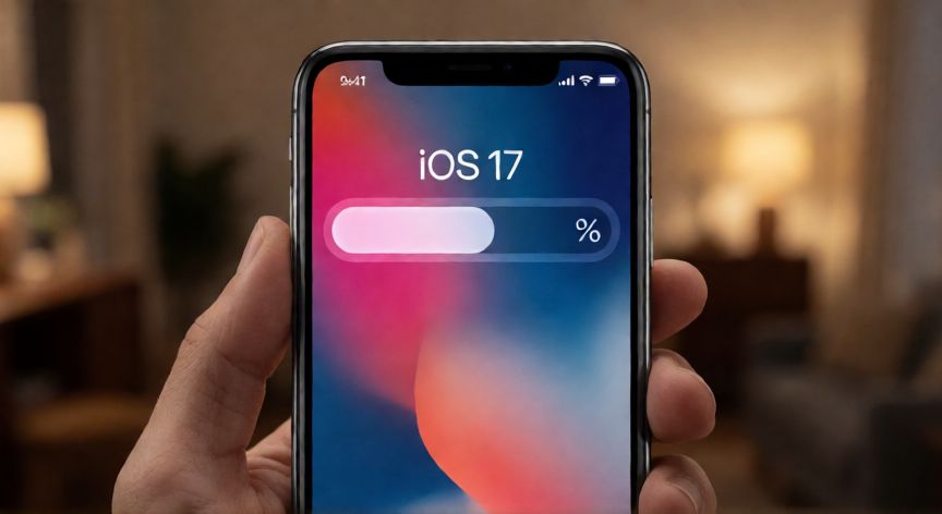 que iphone tiene el ios 17, Captura de pantalla de un iPhone XS Max durante la descarga de la actualización a iOS 17