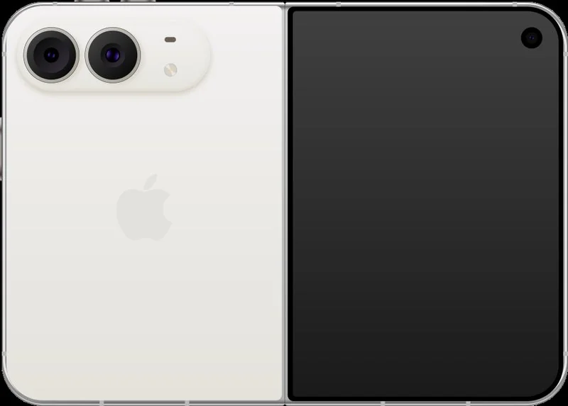 iPhone Duo plegable abierto con pantalla de 7,6 pulgadas y cámara Fusion trasera