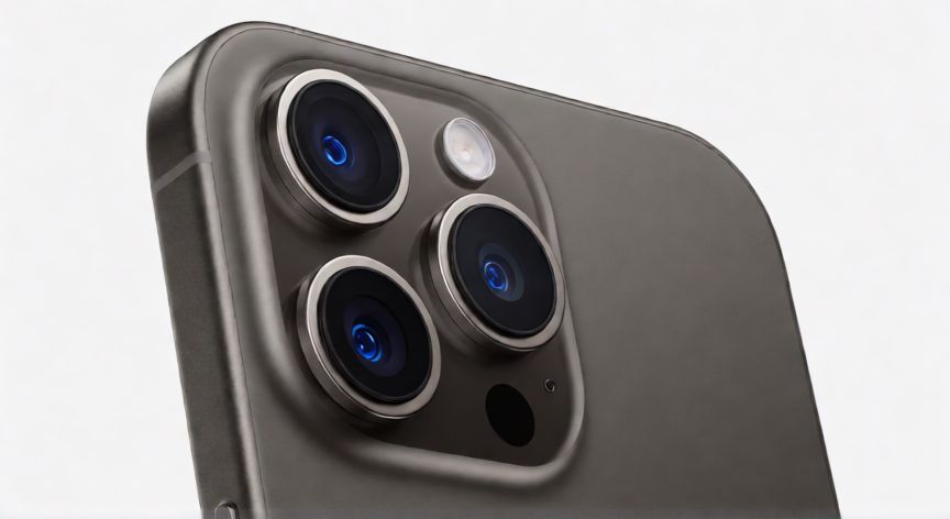 qué iphone tiene tres cámaras, Parte trasera de un iPhone con tres cámaras en disposición triangular