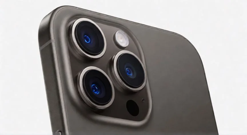 qué iphone tiene tres cámaras, Parte trasera de un iPhone con tres cámaras en disposición triangular