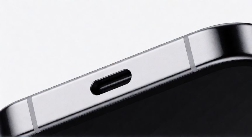 Vista cercana del puerto de carga USB-C en un iPhone moderno
