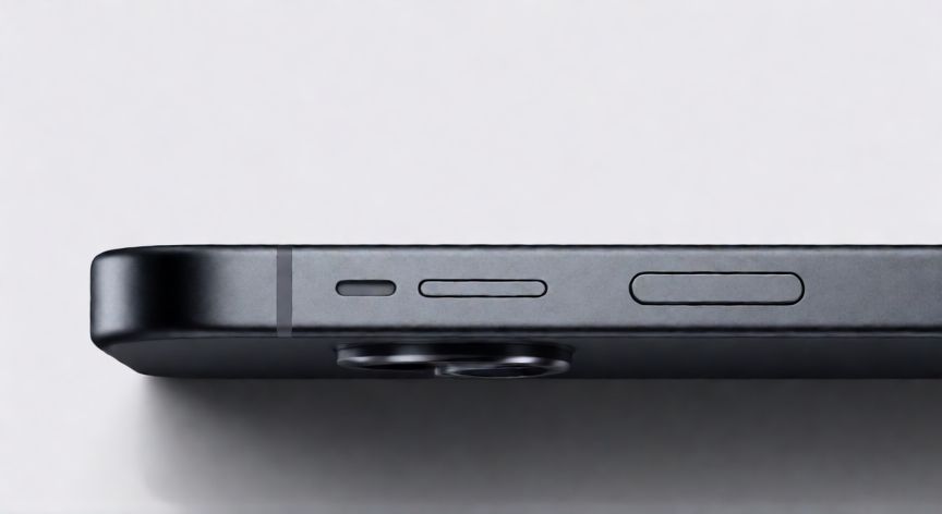 Perfil lateral de un iPhone mostrando la ranura para tarjeta SIM