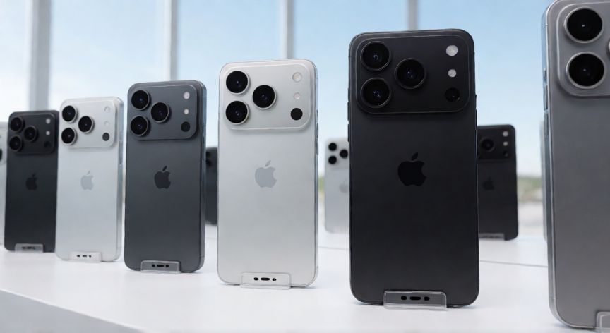 que iphone usan tipo c, Línea de iPhones recientes mostrando su diseño unificado y puerto de carga inferior