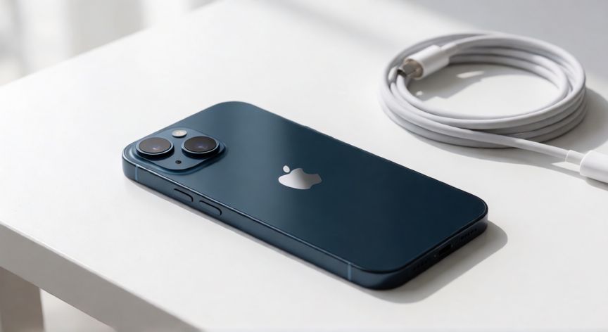 que iphone va, iPhone 13 de color medianoche sobre fondo blanco