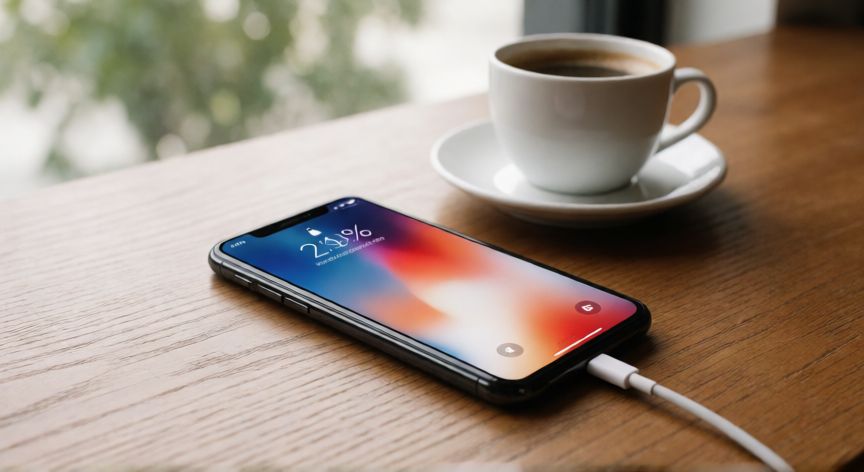 que iphone xr, iPhone XR sobre una mesa de madera mostrando la pantalla de bloqueo y batería