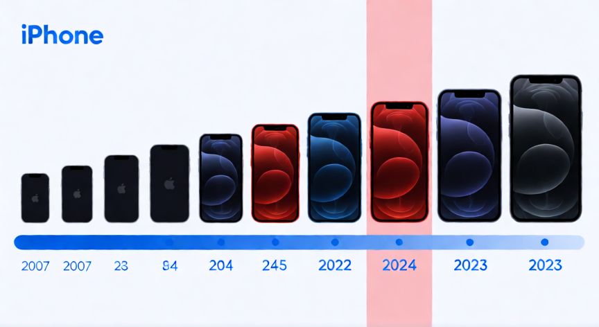 que iphone ya no se puede actualizar, Línea de tiempo ilustrada mostrando los modelos de iPhone y su estado de soporte