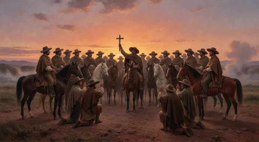 que juramento hicieron los 33 orientales, Los Treinta y Tres Orientales jurando la libertad en la pampa entrerriana, marzo de 1825