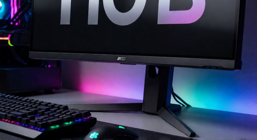 Setup de gamer profesional con monitor de alta gama