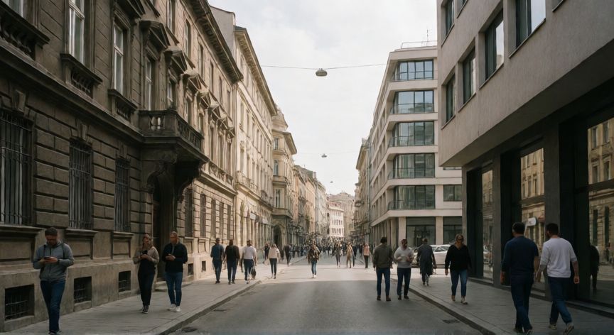 que ocurre con yugoslavia, Vida cotidiana en una ciudad de los ex países yugoslavos, combinando arquitectura histórica y moderna
