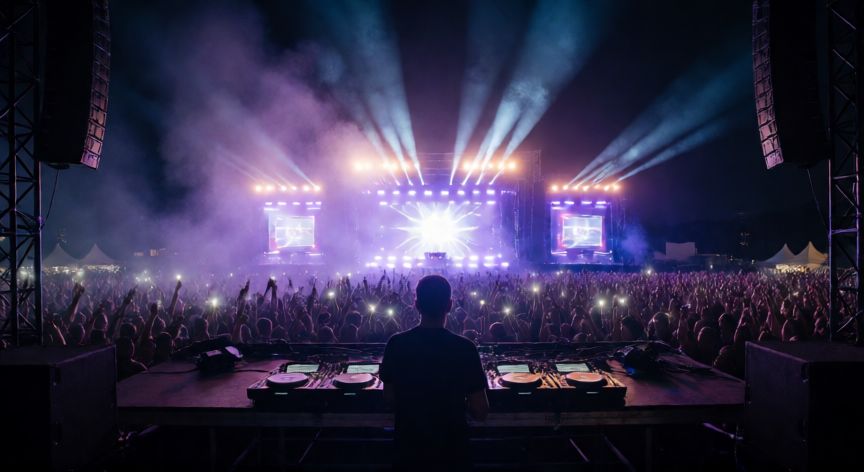 que ocurrio con avicii, Concierto de música electrónica con luces y multitud en la oscuridad