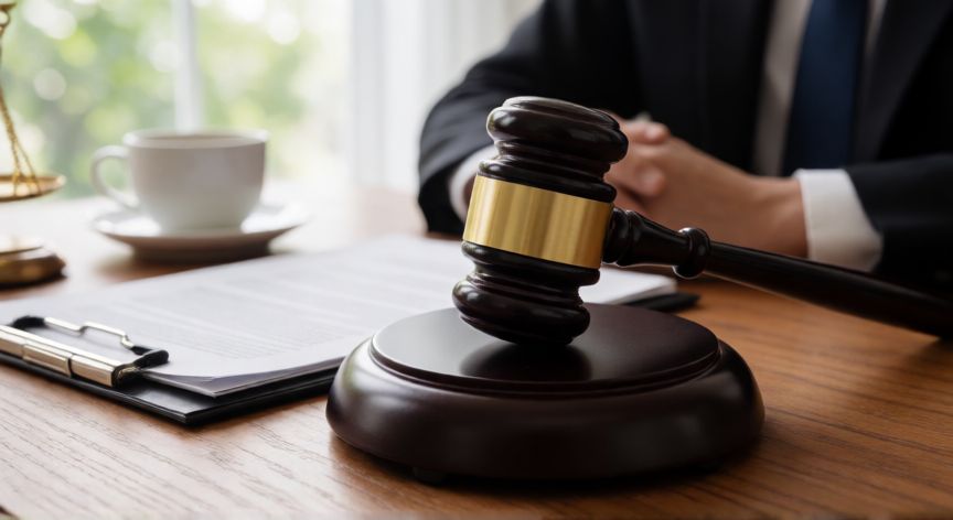 que ocurrio con el caso asunta, Martillo de juez sobre documentos legales en un escritorio, representando el proceso judicial actual.