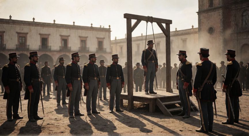 qué ocurrió con el gobierno republicano durante el segundo imperio mexicano, Escena histórica de la captura y juicio de Maximiliano I en Querétaro